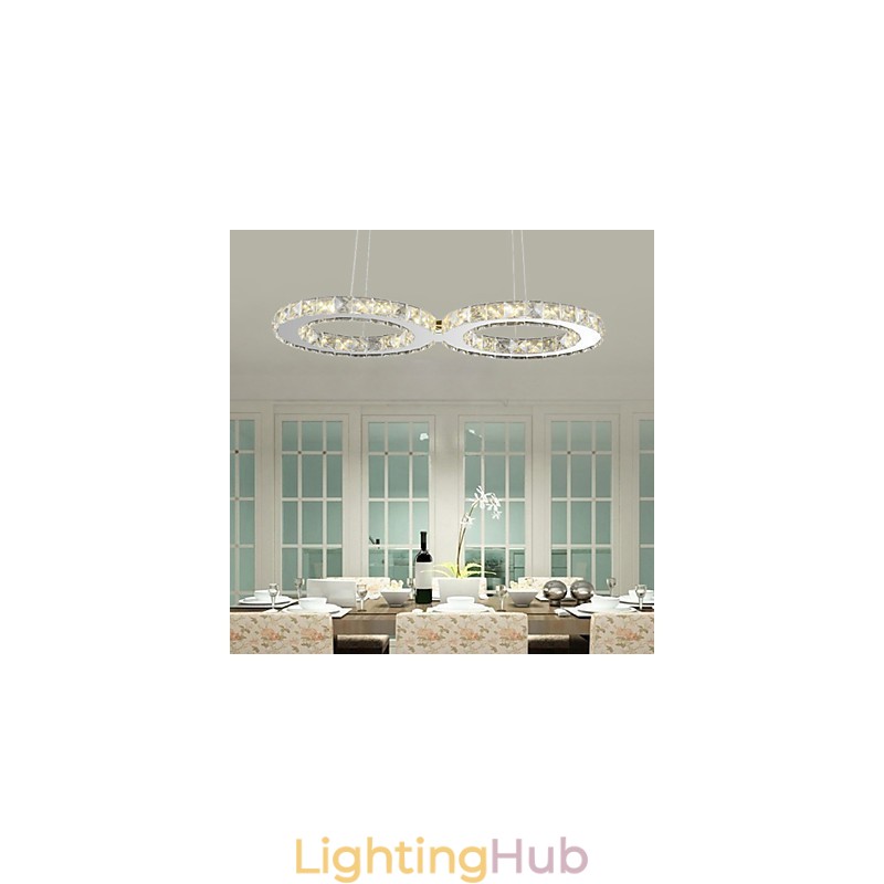 Contemporary Crystal Chrome Metal Pendant Light