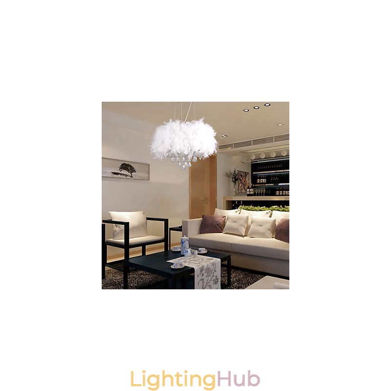 Modern Contemporary Drum Crystal Mini Style Electroplated Pendant Light