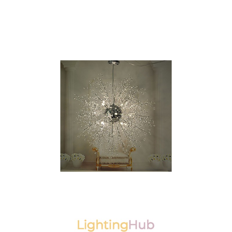 Globe Crystal Chrome Metal Chandelier Pendant Light