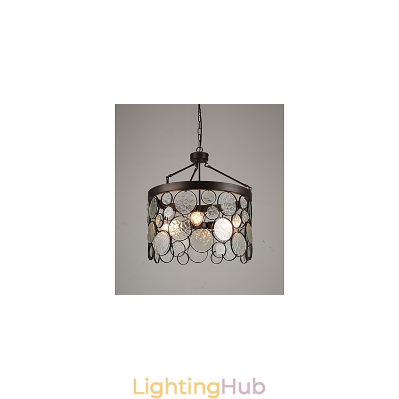 Vintage Iron Glass Chandelier