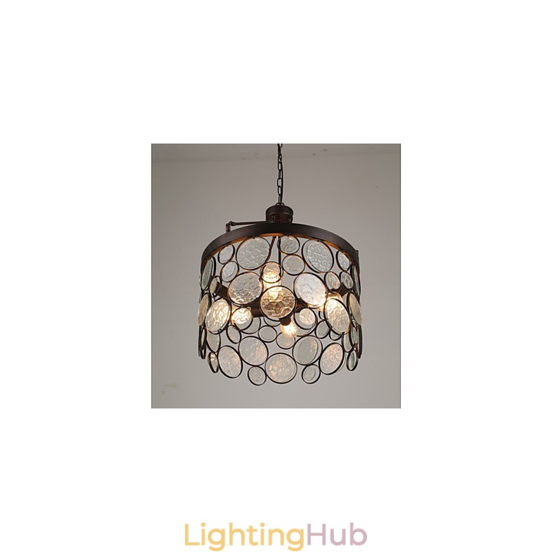 Vintage Iron Glass Chandelier
