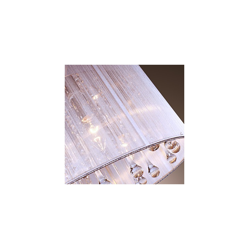 Modern Contemporary Drum Crystal Electroplated Metal Pendant Light