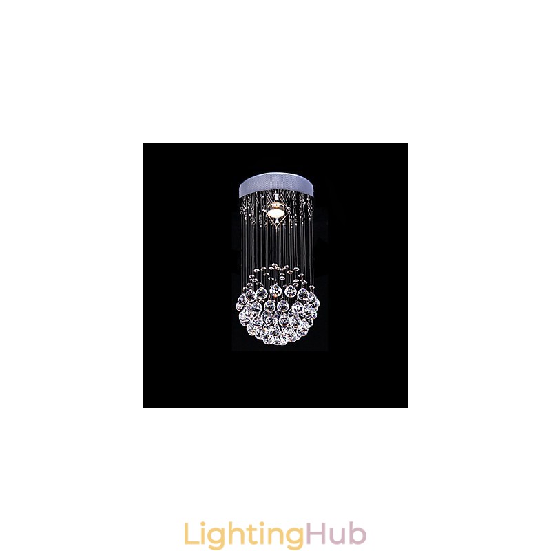 Modern Contemporary Crystal Electroplated Metal Chandelier Flush Mount
