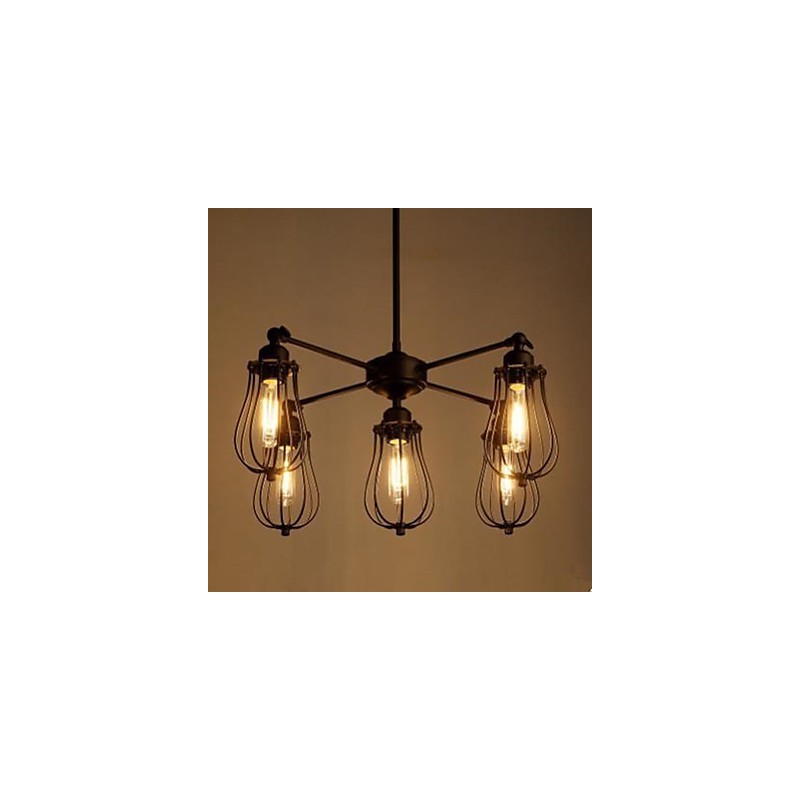 American Industrial Restoring Ancient Ways Wrought Iron Grapefruit 5 Head Droplight