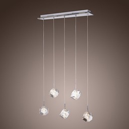 Modern Contemporary Island Crystal Chrome Pendant Light