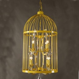 Vintage Iron Cage Staircase Lamp Chandelier Crystal A