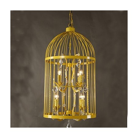 Vintage Iron Cage Staircase Lamp Chandelier Crystal A Vintage Iron Cage Staircase Lamp Chandelier Crystal A
