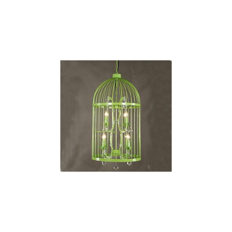 Vintage Iron Cage Staircase Lamp Chandelier Crystal A