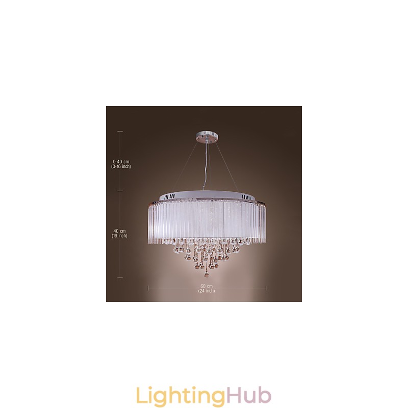 Modern Contemporary Drum Crystal Electroplated Pendant Light