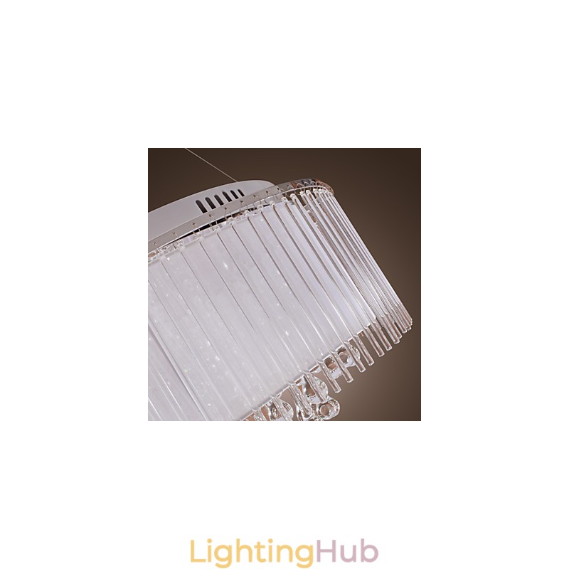 Modern Contemporary Drum Crystal Electroplated Pendant Light