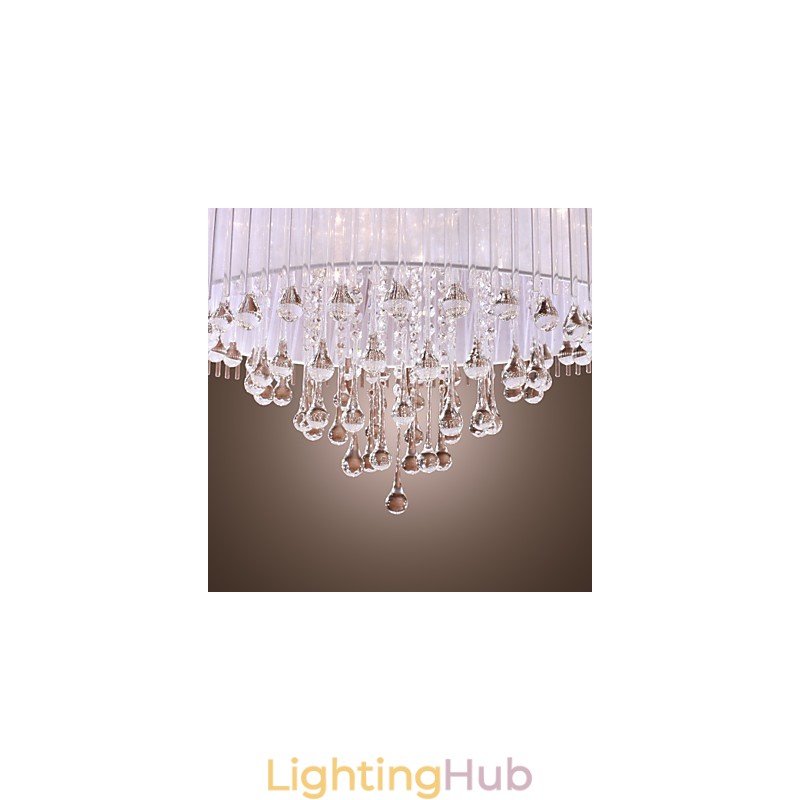 Modern Contemporary Drum Crystal Electroplated Pendant Light