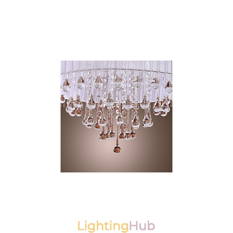 Modern Contemporary Drum Crystal Electroplated Pendant Light