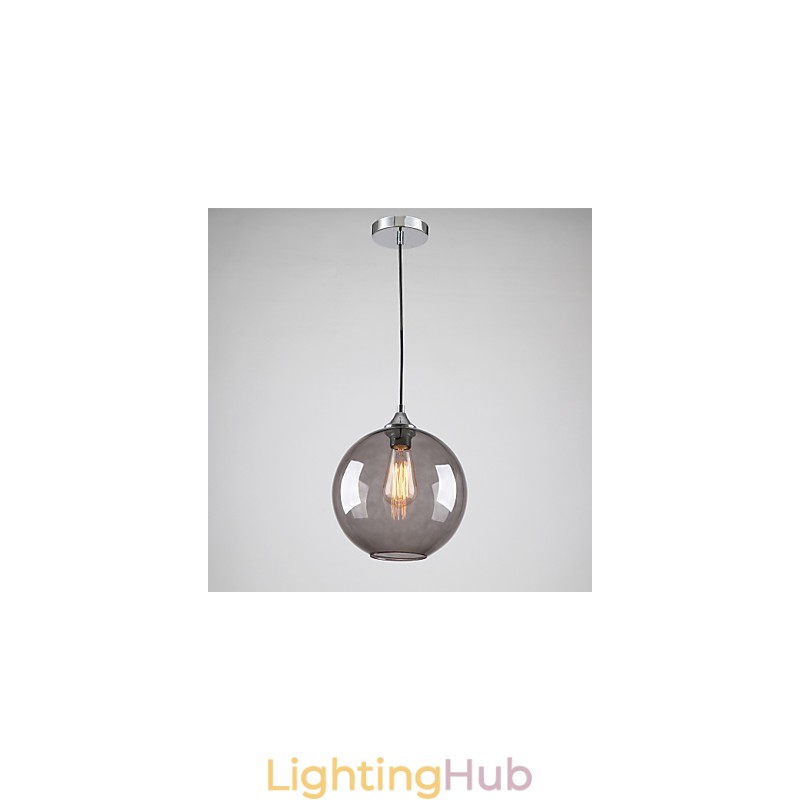 Modern Glass Pendant Light in Round Smoke grey Bubble Design