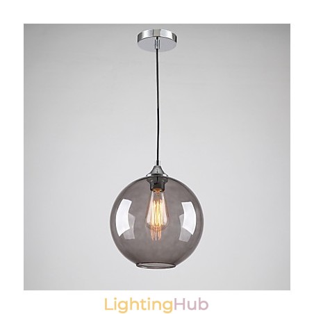 Modern Glass Pendant Light in Round Smoke grey Bubble Design Modern Glass Pendant Light in Round Smoke grey Bubble Design