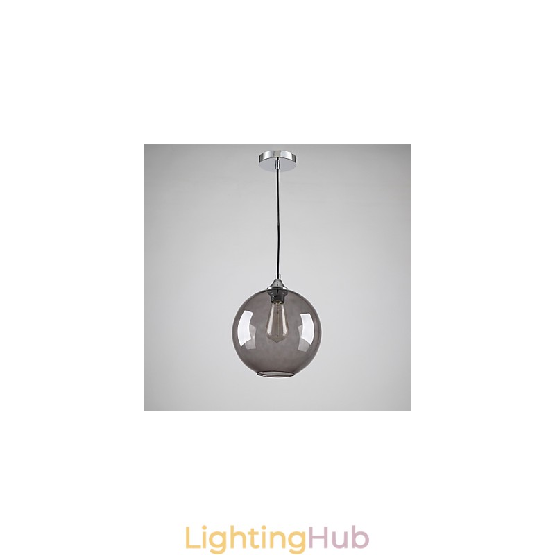 Modern Glass Pendant Light in Round Smoke grey Bubble Design