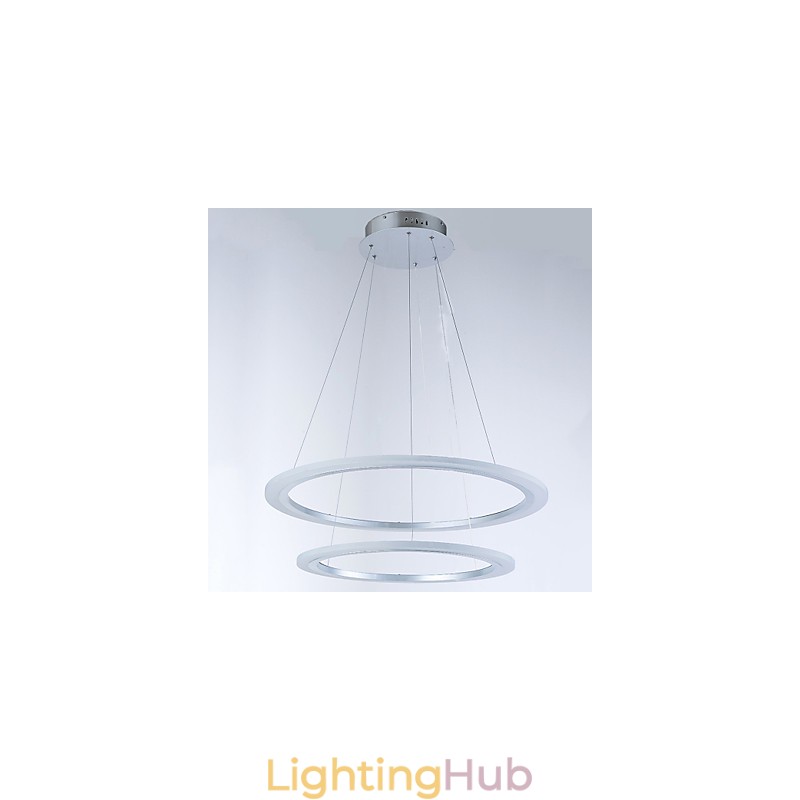 Acrylic Pendant Lamps Ceiling Hanging Chandelier Light Fixtures with 2 rings