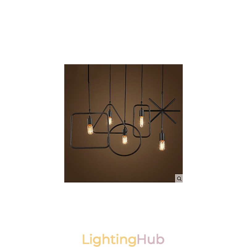 Individual American Retro 5 Head Shape Iron Art Chandelier