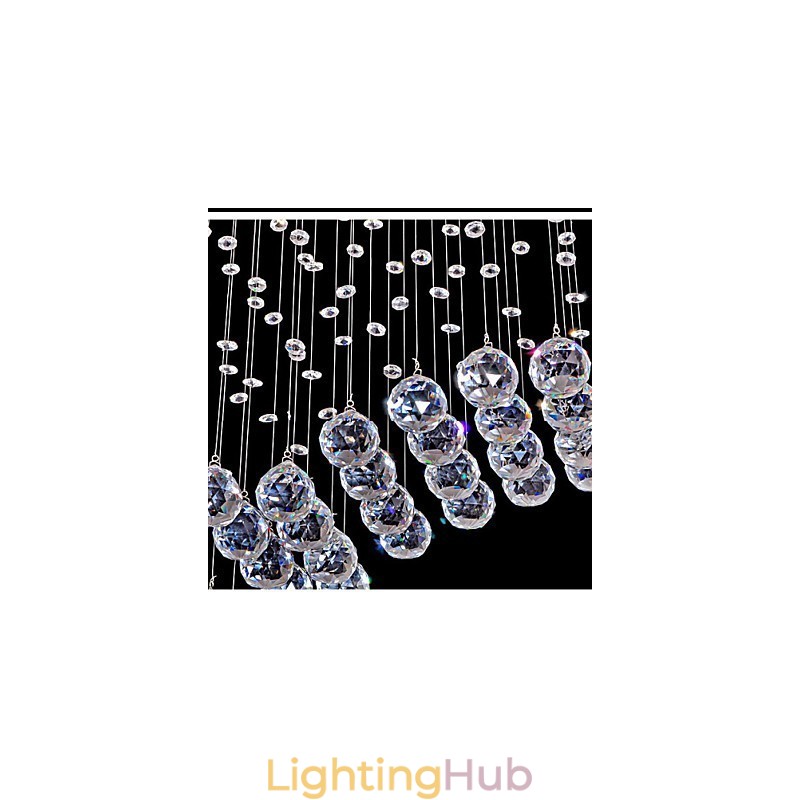 Pendant Light 6 Lights Modern Silver Canpoy Transparent Crystal Waves Ceiling Lighting Fixtures