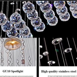 Pendant Light 6 Lights Modern Silver Canpoy Transparent Crystal Waves Ceiling Lighting Fixtures