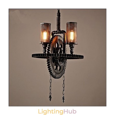 Industrial Wind Cafe Personalized Studio Gear Double Head Pendant Industrial Wind Cafe Personalized Studio Gear Double Head Pendant