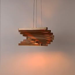 1Traditional Classic Country Mini Style Painting Wood Bamboo Pendant Light