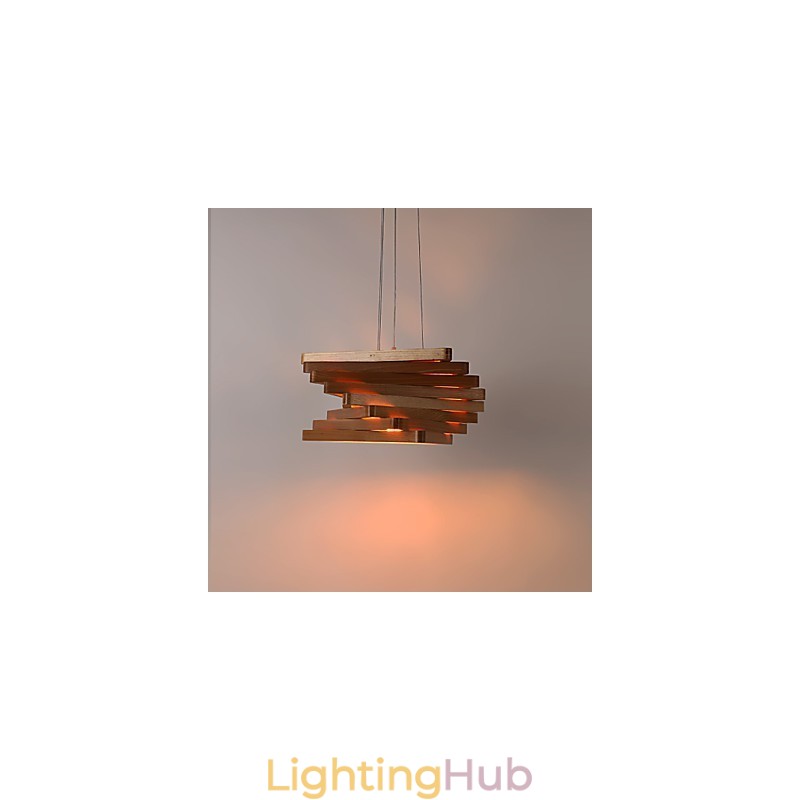 1Traditional Classic Country Mini Style Painting Wood Bamboo Pendant Light