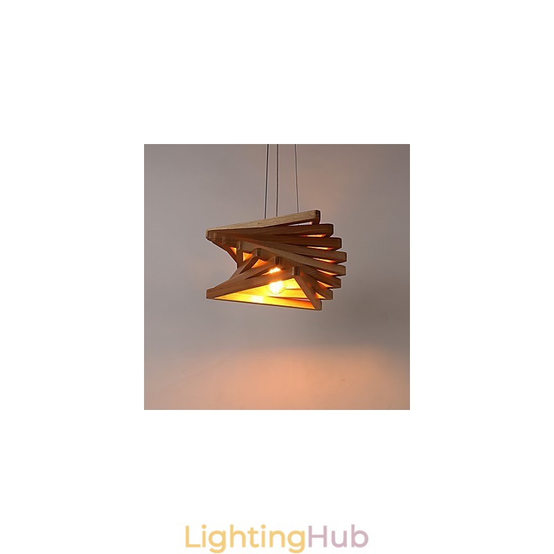 1Traditional Classic Country Mini Style Painting Wood Bamboo Pendant Light