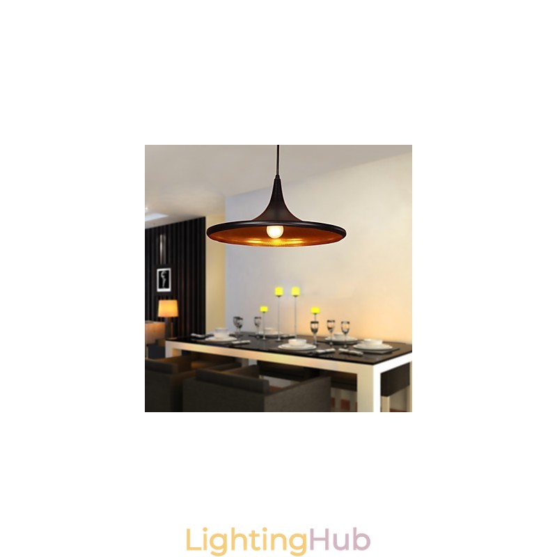 Comtemporary Aluminum Pendant Light with Black Shade