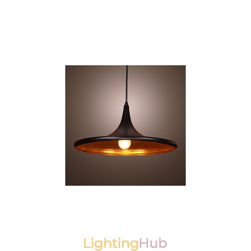 Comtemporary Aluminum Pendant Light with Black Shade
