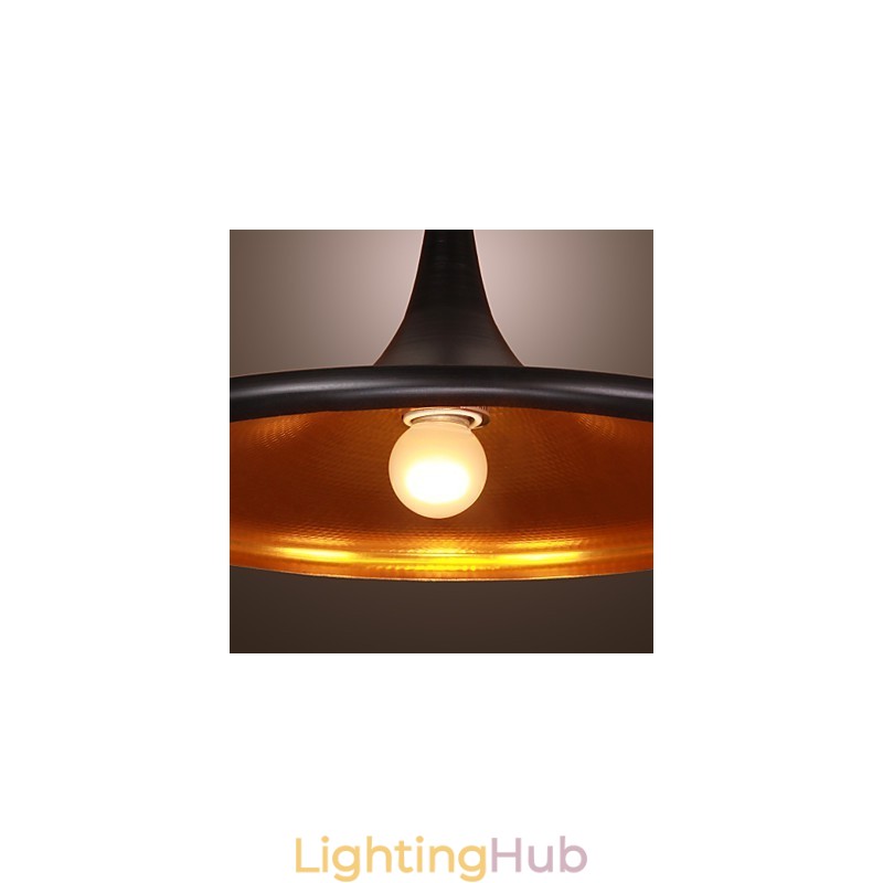 Comtemporary Aluminum Pendant Light with Black Shade