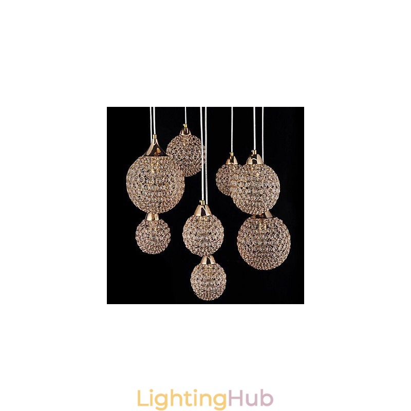 Modern Contemporary Globe Crystal Electroplated Metal Pendant Light