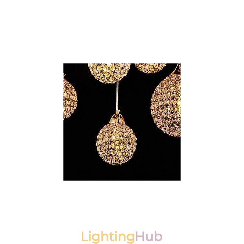 Modern Contemporary Globe Crystal Electroplated Metal Pendant Light