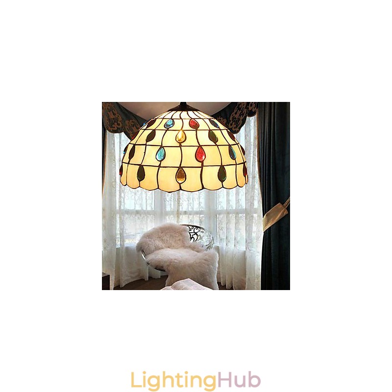 European Rural Creative Arts Stained Glass Chandelier Restoring Ancient Ways Lamp Light