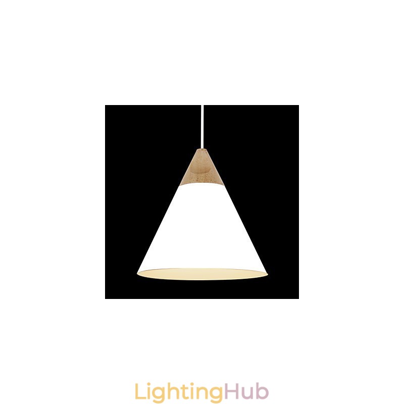 Mini Artistic Cone Pendant Lamp 1 Light Mordern Simplicity Finish Black White Dusty Blue Aluminum & Wooden Droplight