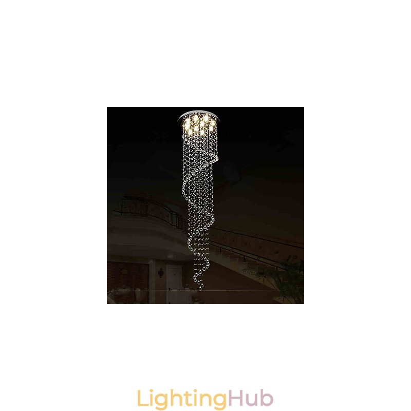 Modern Crystal Pendant Light Chandelier Lighting Lamps Fixtures with Single Spiral D70CM H250CM