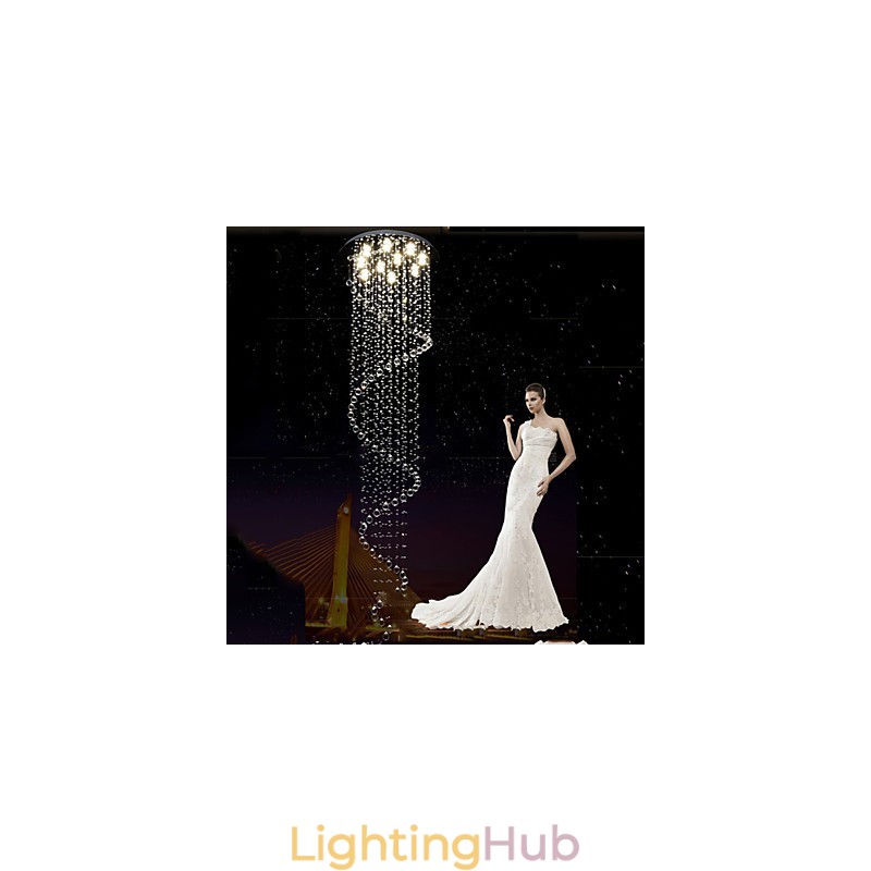 Modern Crystal Pendant Light Chandelier Lighting Lamps Fixtures with Single Spiral D70CM H250CM