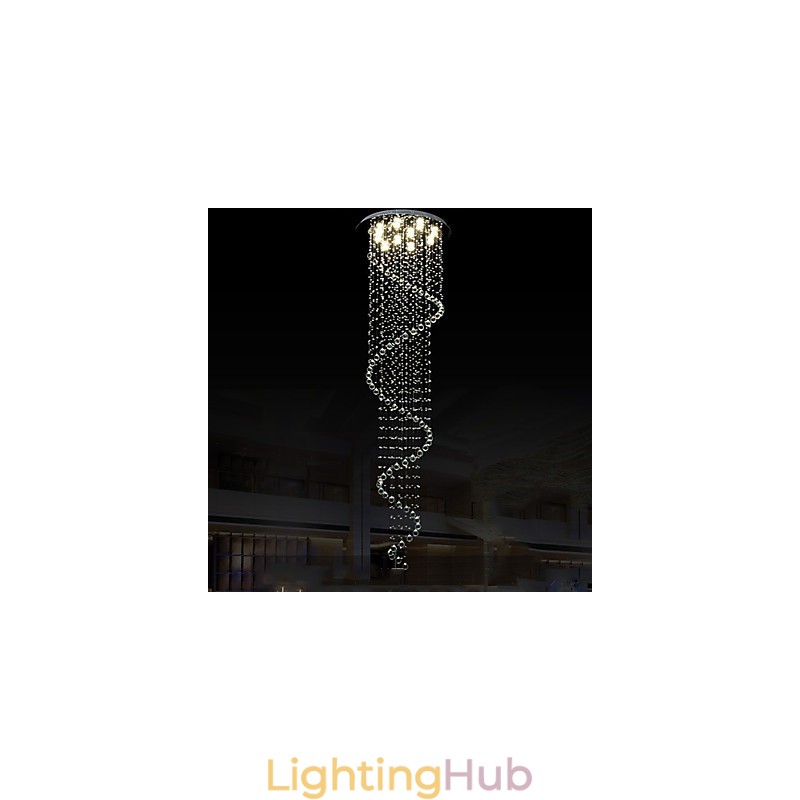 Modern Crystal Pendant Light Chandelier Lighting Lamps Fixtures with Single Spiral D70CM H250CM