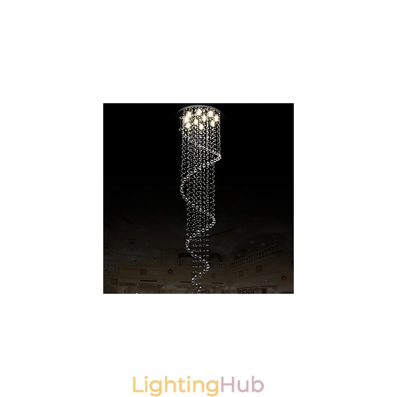 Modern Crystal Pendant Light Chandelier Lighting Lamps Fixtures with Single Spiral D70CM H250CM