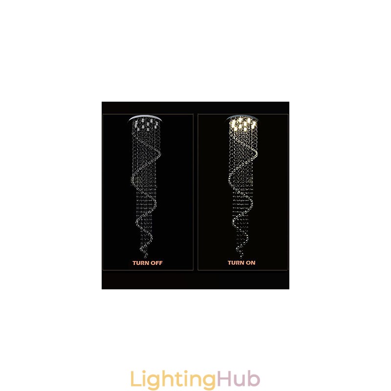 Modern Crystal Pendant Light Chandelier Lighting Lamps Fixtures with Single Spiral D70CM H250CM