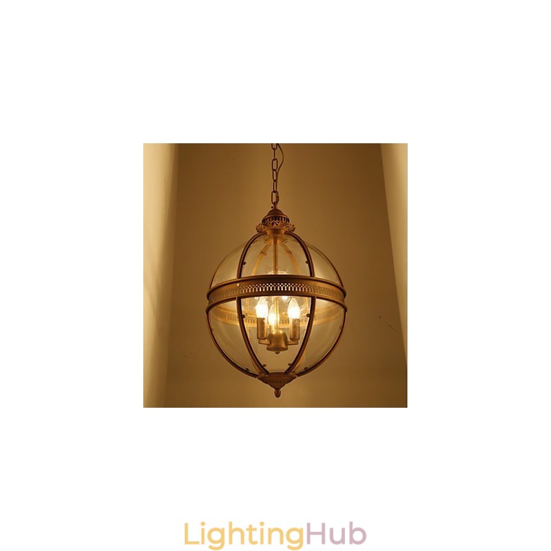 Iron Bronze Chandelier Lamp Glass