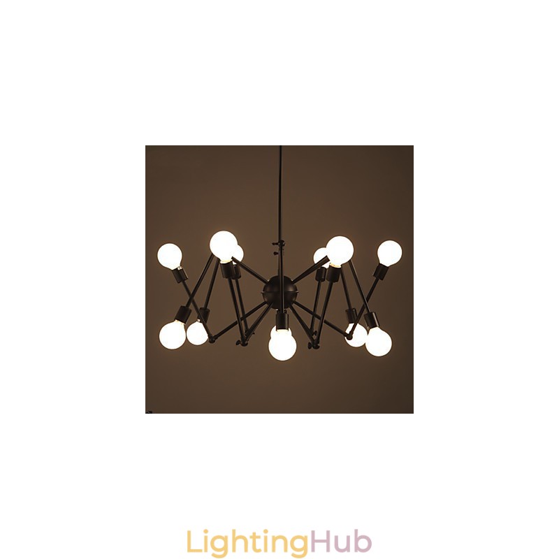 American Loft Black Lights Iron Spider Chandelier With 12 Heads