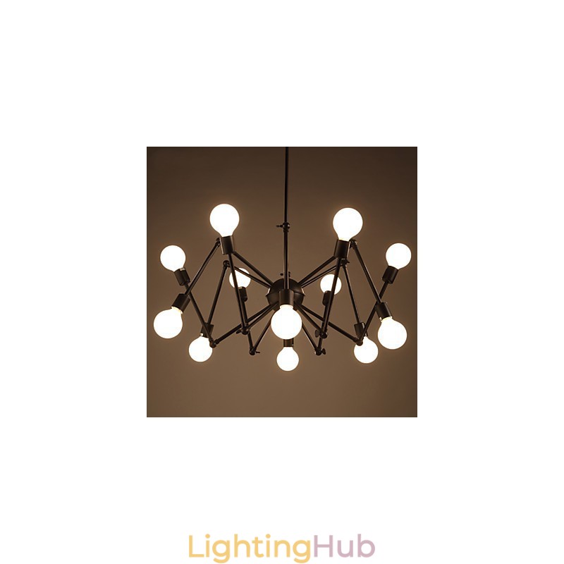 American Loft Black Lights Iron Spider Chandelier With 12 Heads