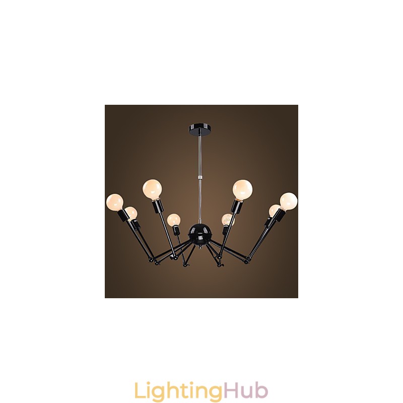 American Loft Black Lights Iron Spider Chandelier With 12 Heads