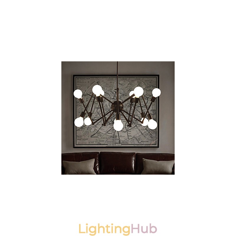 American Loft Black Lights Iron Spider Chandelier With 12 Heads
