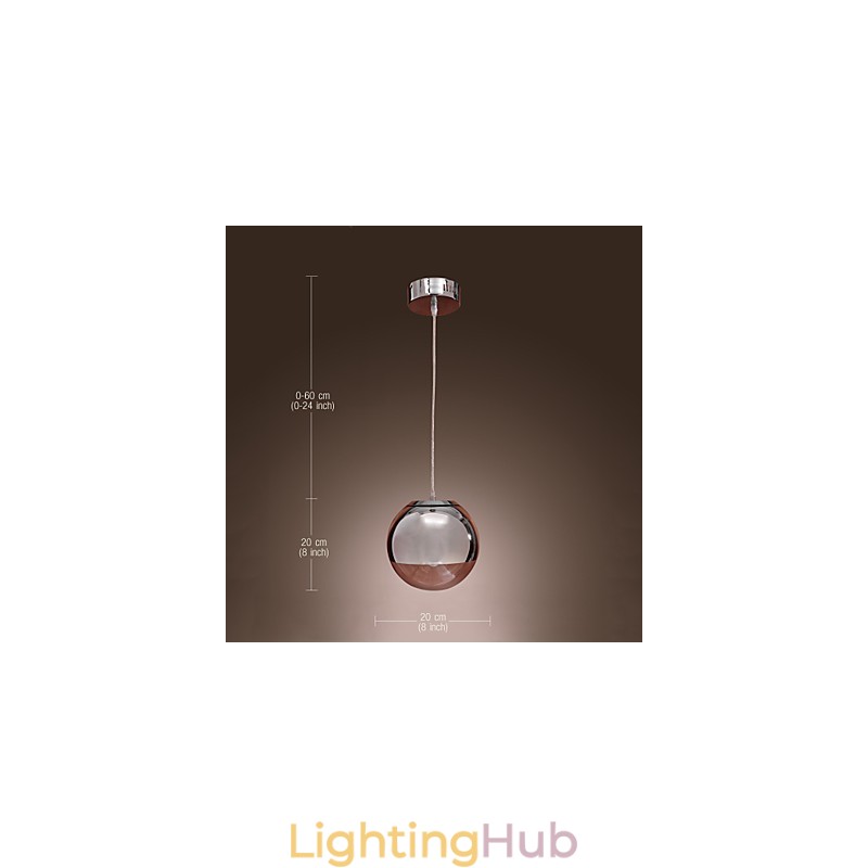 Modern Contemporary Globe Mini Style Chrome Metal Pendant Light