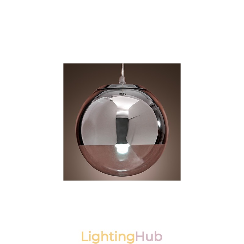 Modern Contemporary Globe Mini Style Chrome Metal Pendant Light