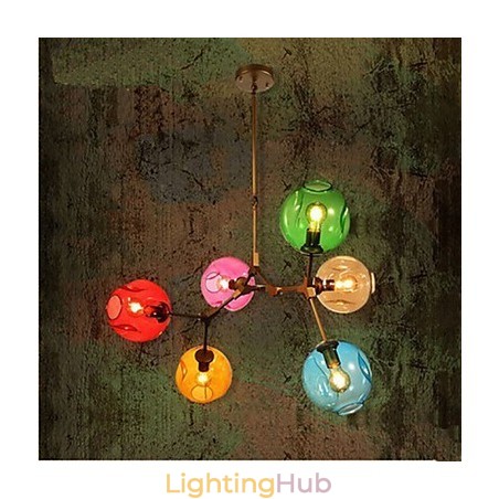 Art Color Glass Bulb Pendant 6 Light Chandelier Art Color Glass Bulb Pendant 6 Light Chandelier