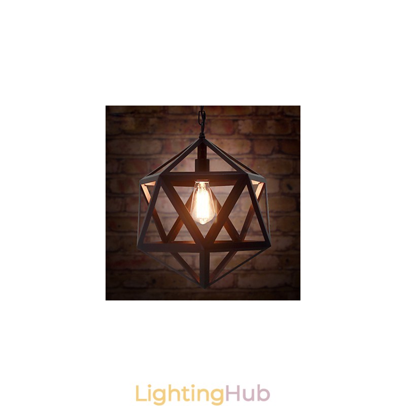 Retro industrial lamp droplight hexahedron artistic originality wrought iron Pendant Light