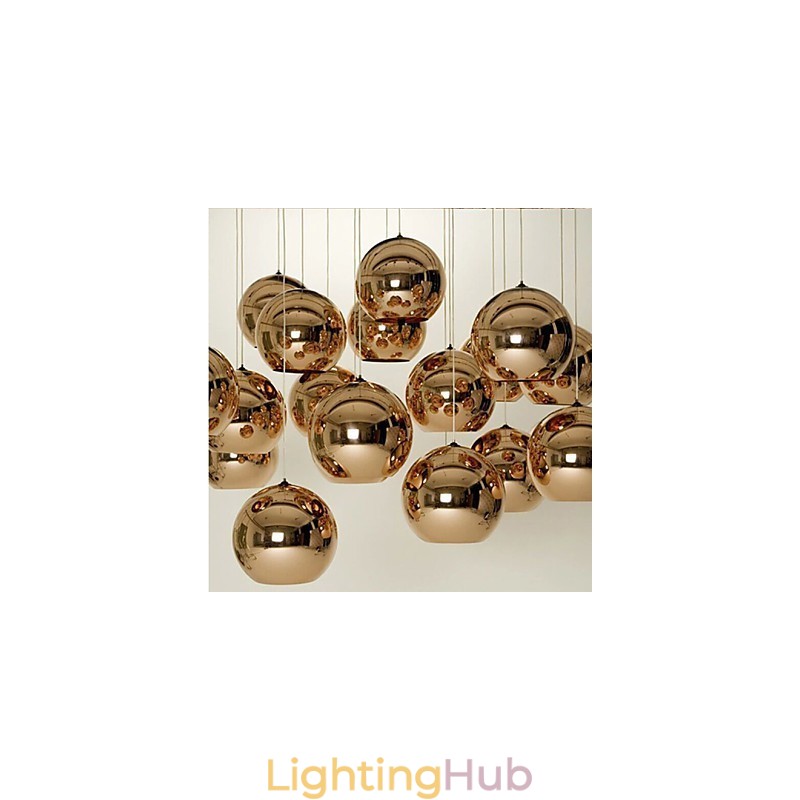 Creative Simple Glass Nordic Retro Electroplating Ball Pendant Lamp Light