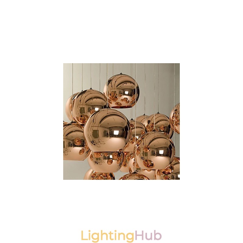 Creative Simple Glass Nordic Retro Electroplating Ball Pendant Lamp Light